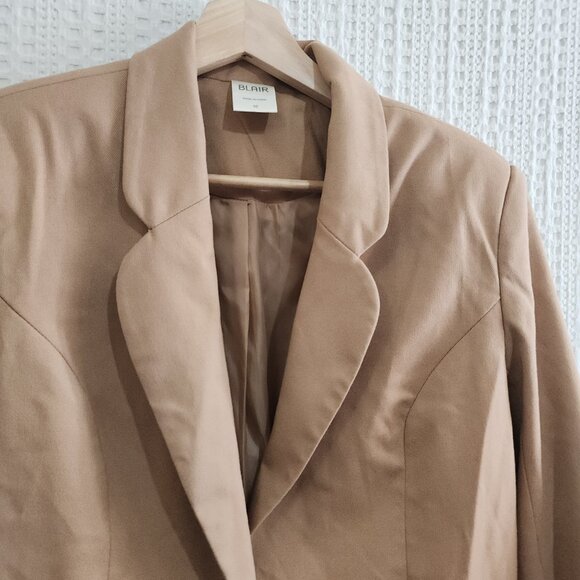 Vintage Blair Women's Tan One Button Blazer Jacket Size 10 - Picture 7 of 13